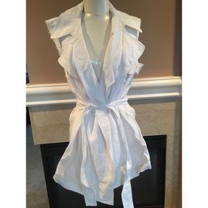 Theory White Linen Vest